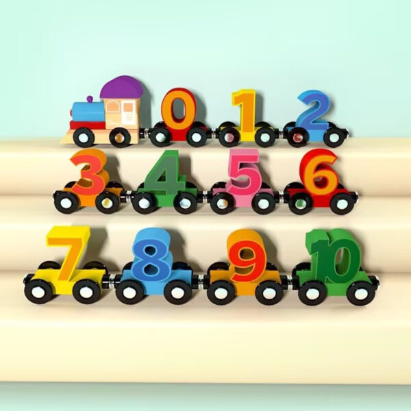 Interactive Magnetic Wooden Train Set with Numbers & Building Blocks – Educational Puzzle Toy for Early Learning, Boosts Interactivity, Perfect for Parties & Holiday Gifts, Magnetic Playset | Colorful Train Set | Learning While Playing, Educational Toys And Game - Image 5