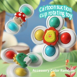 3-Pack Baby Cartoon Suction Cup Spinning Tops, Educational Early Learning Rattles, Stackable Spin Toys, Halloween Thanksgiving Christmas Birthday Gifts, Plastic Mixed Colors, Chinese Mainland Origin, for 0-3 Years Old