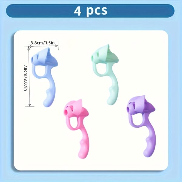 1/2/3/4-Pack Silicone Pen Grip Correctors - Handwriting Practice Aid with Soft Rubber Pencil Holders, Blue & Pink for Improved Posture & Error Correction, Educational Tool, Playful Design, Flexible Design - Image 10