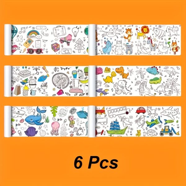 4pcs/6pcs Children's Doodle Painting Roll Coloring Painting, Drawing Paper Long, Various Styles Can Be Selected Easter Gift halloween christmas gift -winter, new year - Image 4