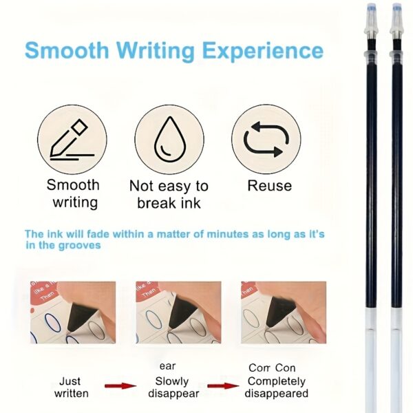 12pcs Set (2 Pen Holders and 10 Refills): with Magic Disappearing Ink Function, Suitable for Grooved Calligraphy Practice Copybooks and Tracing Books-Colors of refill caps are random - Image 9