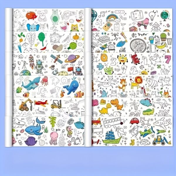 4pcs/6pcs Children's Doodle Painting Roll Coloring Painting, Drawing Paper Long, Various Styles Can Be Selected Easter Gift halloween christmas gift -winter, new year - Image 8