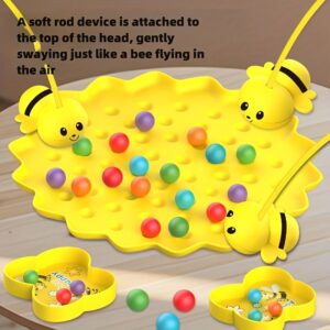 Magnetic Bee & Colorful Bead Game for Kids - Educational Toy to Enhance Brain & Focus Skills, Interactive Family Fun for +, Travel-Friendly, Ideal for Home, Kindergarten, and School Play, Educational Toy | Vibrant Game Setup | Durable ABS Material, Bee Toy