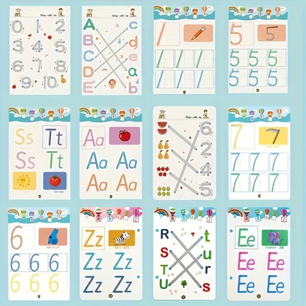 32-PageReusable Kids Practice Workbook with Writable Tracking Lines - Early Learning Activities, Number Tracing, Drawing Exercises - for Ages 3-6 Years Old - Educational Preschool Prep Book for Classroom or Homeschool - Durable Writing Practice Booklet, Preschool Worksheets, Homeschool Activities, Engaging Illustrations, Sturdy Construction, Toddlers And Preschoolers, Toddler Education, Interactive Book, Highquality Paper, Kindergarten Kids - Image 7