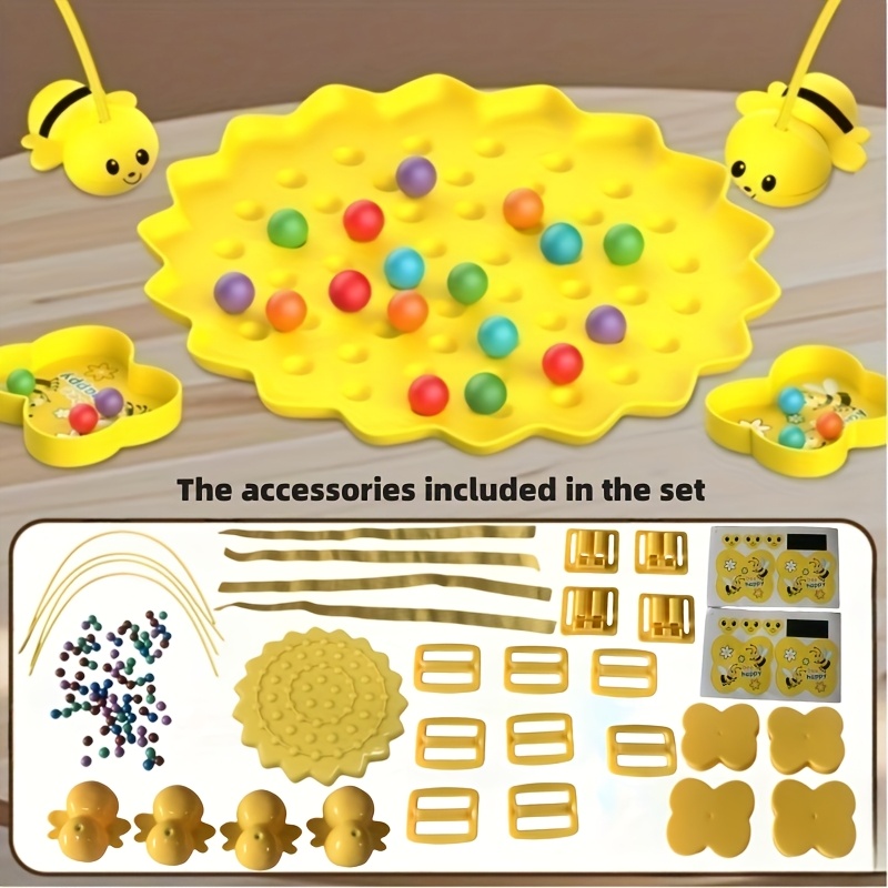 Magnetic Bee & Colorful Bead Game for Kids - Educational Toy to Enhance Brain & Focus Skills, Interactive Family Fun for +, Travel-Friendly, Ideal for Home, Kindergarten, and School Play, Educational Toy | Vibrant Game Setup | Durable ABS Material, Bee Toy - Image 13