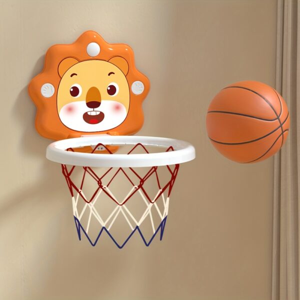 Youngsters' Cartoon Animal Basketball Hoop Set with Mini Balls & Pump - Wall-Mounted, Indoor/Outdoor Playset for Boys & Girls Ages 3+ - Image 6