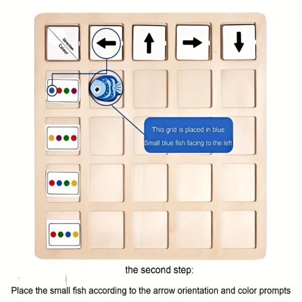 Little Fish Direction Game, Color Recognition and Directional Logic Training Wooden Toy, Holiday, Birthday Gift - Image 5
