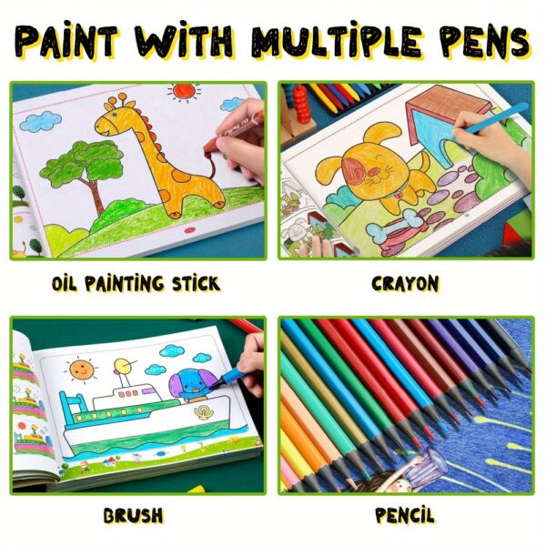 100 Page Drawing Game Coloring Book, Graffiti Education Hand-Drawn Toy Writing Coloring Book, Painting Art Supplies, Ideal Birthday Gift, Holiday Gift - Applicable Scope: See Product Details; Material: Paper - Image 2