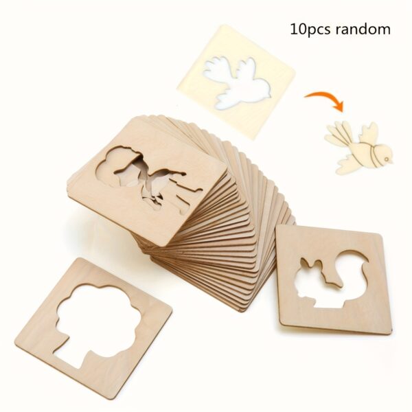10pcs Educational Toys, Arts Crafts Setwooden Drawing Stencils Kit, Drawing Board Toys Coloring Puzzle, Christmas, Halloween Gaming Gift Thanksgiving - Image 6