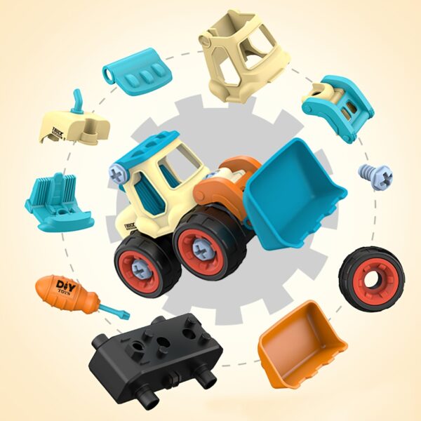 Children's Disassembly Engineering Car Toy DIY Nut Assembly Puzzle Disassembly Simulation Sliding Excavation Disassembly Car - Image 2