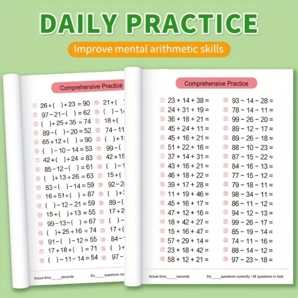 1 Pack Kids Addition & Subtraction Math Practice Workbook - Colorful Arithmetic Exercises for Ages 3+, Covers 10-100 Numbers, Early Learning Skills Development, Holiday Gift (Easter/Christmas), School Supplies for Preschool & Kindergarten, Math Learning Tools, Engaging Educational Design, Durable Paper Quality