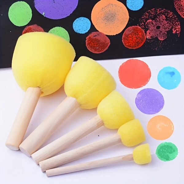 24 Pcs Yellow Sponge Brushes for Graffiti, Painting, and Art Projects - Round Mushroom Heads, Durable Rubber - Image 6