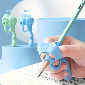 1/2/3/4-Pack Silicone Pen Grip Correctors - Handwriting Practice Aid with Soft Rubber Pencil Holders, Blue & Pink for Improved Posture & Error Correction, Educational Tool, Playful Design, Flexible Design