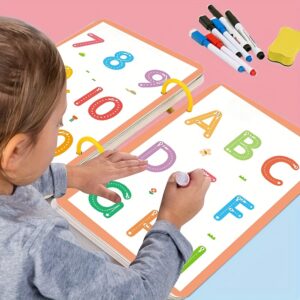32-Page Erasable Pen Control Training Set with Letters, Numbers & Shapes - Fun Educational Exercises for Youngsters, Perfect Holiday Party Gift, Includes Colorful Alphabet & Number Practice Sheets, Fine Motor Skills Development, Playful Illustrations, Varied Exercise Types
