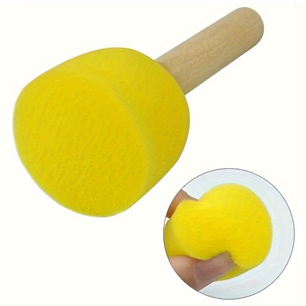 24 Pcs Yellow Sponge Brushes for Graffiti, Painting, and Art Projects - Round Mushroom Heads, Durable Rubber - Image 4