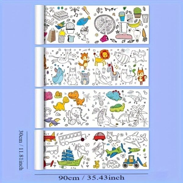 4pcs/6pcs Children's Doodle Painting Roll Coloring Painting, Drawing Paper Long, Various Styles Can Be Selected Easter Gift halloween christmas gift -winter, new year - Image 9
