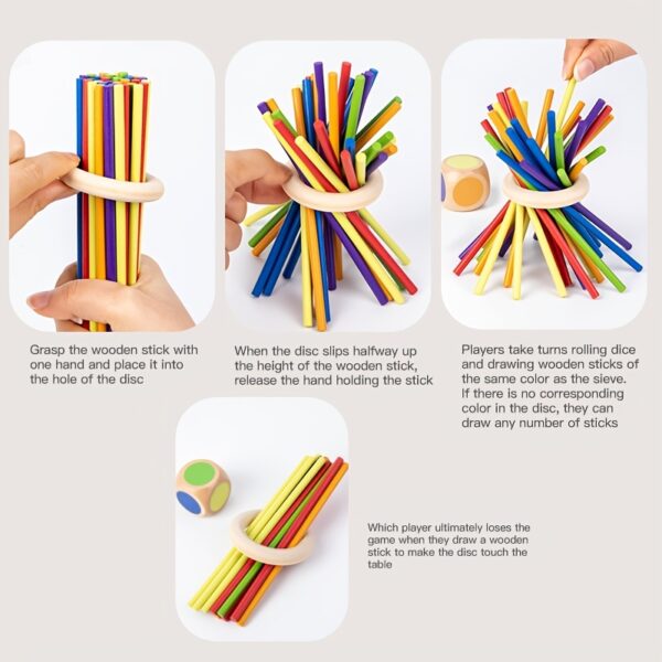 Interactive Wooden Stick Game for Youngsters - Colorful Educational Toy for Cognitive Development & Focus Training, Includes Mixed Colors Sticks and Dual-Level Puzzle, Ideal Birthday or Holiday Gift, Kid Toys for winter - Image 2