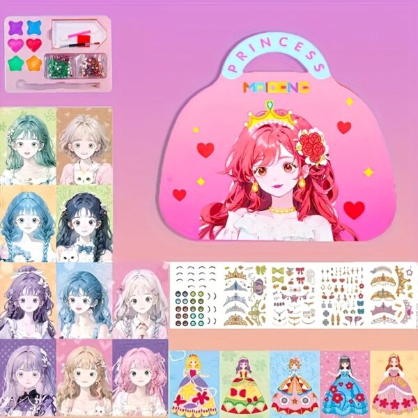 DIY Princess Makeup Bag Set - Handmade Makeup Dress Up, Diamond Stickers, Suitable for Girls | Perfect for New Year, Easter, Christmas, Mother'S Day, New Year - Image 3