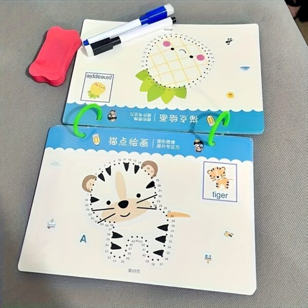 32-PageReusable Kids Practice Workbook with Writable Tracking Lines - Early Learning Activities, Number Tracing, Drawing Exercises - for Ages 3-6 Years Old - Educational Preschool Prep Book for Classroom or Homeschool - Durable Writing Practice Booklet, Preschool Worksheets, Homeschool Activities, Engaging Illustrations, Sturdy Construction, Toddlers And Preschoolers, Toddler Education, Interactive Book, Highquality Paper, Kindergarten Kids - Image 3