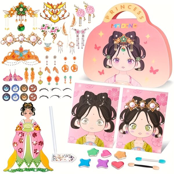 DIY Princess Makeup Bag Set - Handmade Makeup Dress Up, Diamond Stickers, Suitable for Girls | Perfect for New Year, Easter, Christmas, Mother'S Day, New Year - Image 8