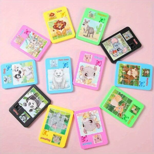 6pcs Sliding Puzzle Toys for Ages 6+, Cartoon Animal Slider Puzzles, Plastic Brain Teaser, Birthday Party Favors, Goodie Bag Filler, Classroom Prize, Carnival Reward Easter Basket Stuffers (Random) - Image 6
