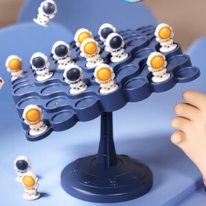 Astronaut Balance Tree Board Game for 2 Players - Interactive Family & Party Game to Improve Reflexes and Critical Thinking, Blue Base with Yellow Astronauts, ABS Material, Educational Game | Interactive Game | Sturdy Base Game, Space Party Games