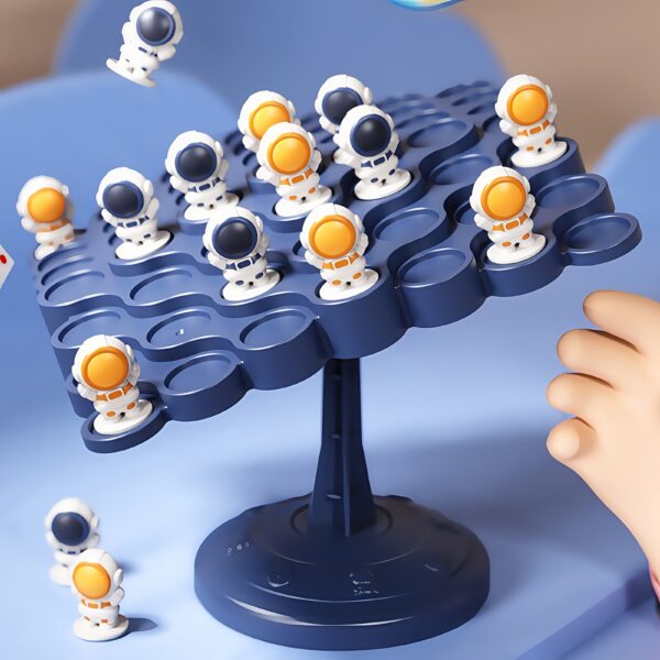 Astronaut Balance Tree Board Game for 2 Players - Interactive Family & Party Game to Improve Reflexes and Critical Thinking, Blue Base with Yellow Astronauts, ABS Material, Educational Game | Interactive Game | Sturdy Base Game, Space Party Games