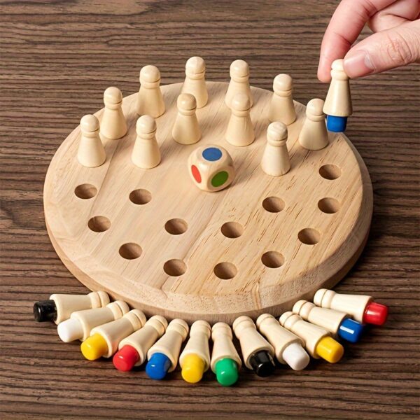 Educational Wooden Memory Chess Game - Fun and Educational Game for Youngsters and Adults - Perfect for Holidays and Gifts, Enhances Youngsters' Memory (Random Colors)
