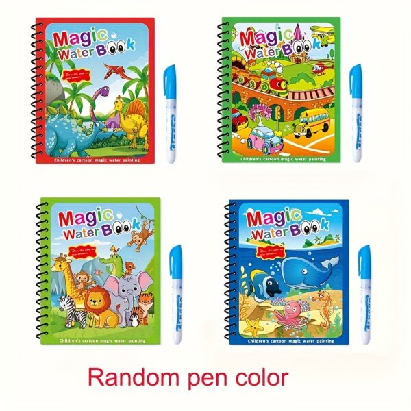 4pcs Reusable Magic Watercolor Books for Youngsters - Educational Cartoon Coloring Toy with Stencils & Markers, Dinosaur, Ocean, Pirate & Fairy Tales Themes, Vibrant Colors, High-Quality Paper, Perfect Gift for Boys & Girls 3+ (Christmas, Thanksgiving, Easter) - Image 7