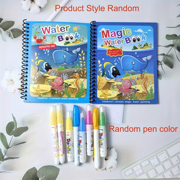 4pcs Reusable Magic Watercolor Books for Youngsters - Educational Cartoon Coloring Toy with Stencils & Markers, Dinosaur, Ocean, Pirate & Fairy Tales Themes, Vibrant Colors, High-Quality Paper, Perfect Gift for Boys & Girls 3+ (Christmas, Thanksgiving, Easter) - Image 2