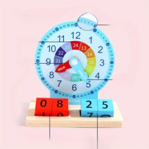 Wooden Educational Alarm Clock Block Game, a Learning Tool for Teaching Time, Shapes, Colors, And Numbers, a Puzzle Aid for Christmas And Halloween Gifts.