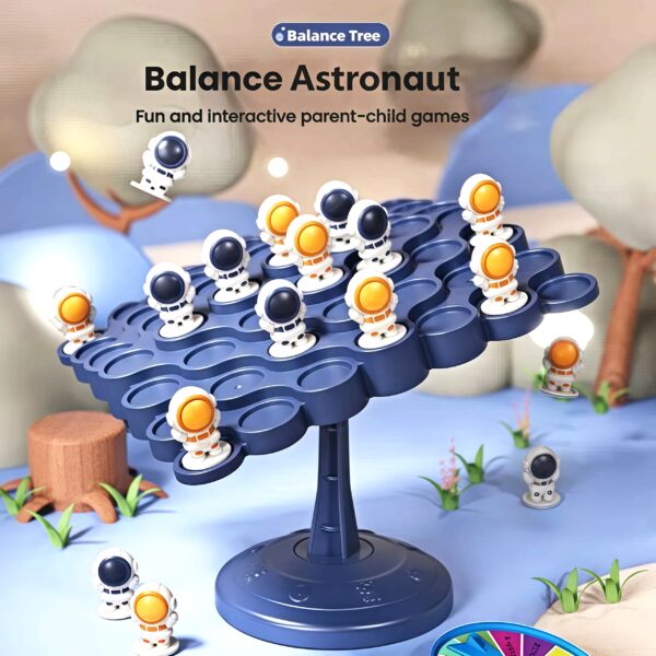 Astronaut Balance Tree Board Game for 2 Players - Interactive Family & Party Game to Improve Reflexes and Critical Thinking, Blue Base with Yellow Astronauts, ABS Material, Educational Game | Interactive Game | Sturdy Base Game, Space Party Games - Image 2