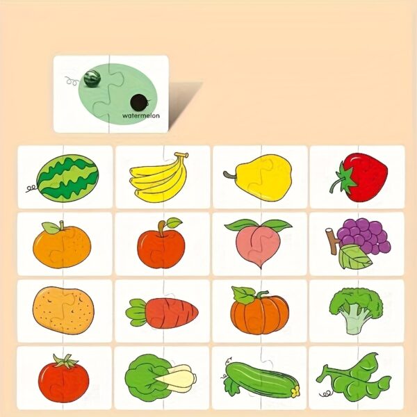 Suitable for Children's 16-Pattern 32pcs Animal and Fruit Themed Matching Puzzle Cards, Educational Cognitive Development Toy Set, Suitable for Toddler Learning, Perfect for Birthday Parties, Baby Showers, and Holiday Gifts, Ages 0-3 - Image 8