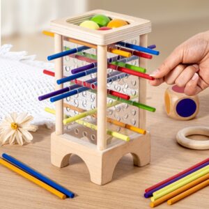 Interactive Wooden Stick Game for Youngsters - Colorful Educational Toy for Cognitive Development & Focus Training, Includes Mixed Colors Sticks and Dual-Level Puzzle, Ideal Birthday or Holiday Gift, Kid Toys for winter