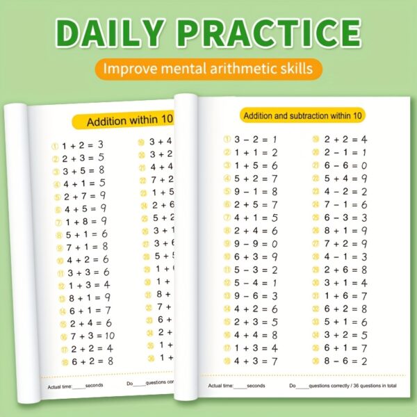 1 Pack Kids Addition & Subtraction Math Practice Workbook - Colorful Arithmetic Exercises for Ages 3+, Covers 10-100 Numbers, Early Learning Skills Development, Holiday Gift (Easter/Christmas), School Supplies for Preschool & Kindergarten, Math Learning Tools, Engaging Educational Design, Durable Paper Quality - Image 9