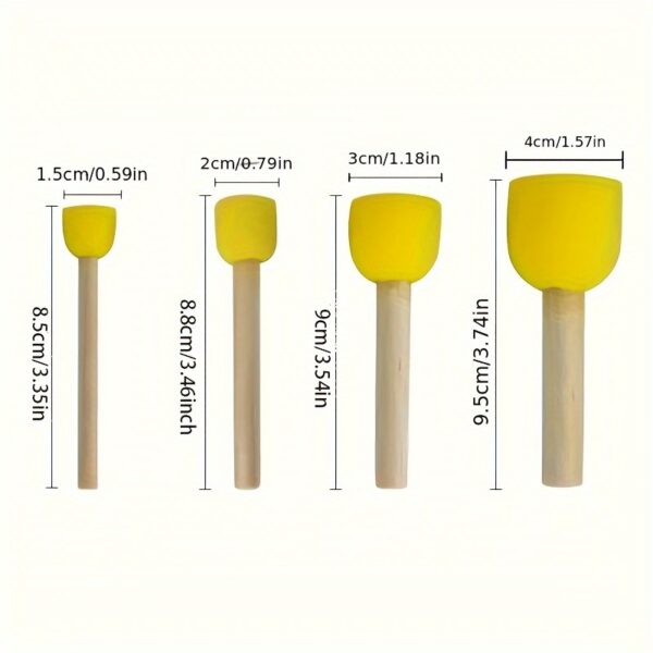 24 Pcs Yellow Sponge Brushes for Graffiti, Painting, and Art Projects - Round Mushroom Heads, Durable Rubber - Image 9