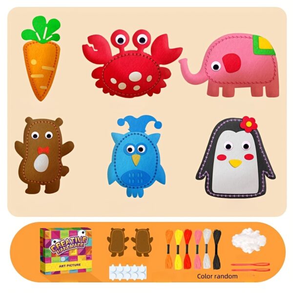 6pcs DIY Sewing Kit for Youngsters - Creative Non-Woven Fabric Craft Set with Colorful Box, Handmade Pendant & Doll Ornament Gift Idea, Handmade Materials, Doll Accessories - Image 3