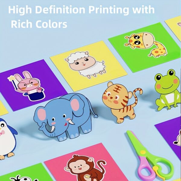 96/120pcs Kids Scissor Skills Activity Set - Paper Cutting Crafts Kit with Child-Safe Scissors for Decoupage, Paper Art, and Fine Motor Skills Development - Image 5