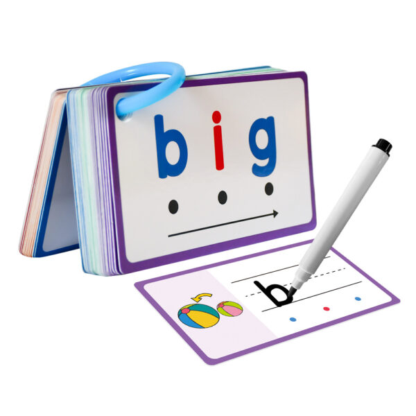 60pcs Learning Phonics CVC Words Writing Eraseable Flash Cards Game Flashcard Beginning Reading Phonics Word Builders Spelling Reading Learning Aids Flash Cards Kindergarten Preschool Supplies - Image 8