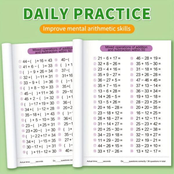 1 Pack Kids Addition & Subtraction Math Practice Workbook - Colorful Arithmetic Exercises for Ages 3+, Covers 10-100 Numbers, Early Learning Skills Development, Holiday Gift (Easter/Christmas), School Supplies for Preschool & Kindergarten, Math Learning Tools, Engaging Educational Design, Durable Paper Quality - Image 11