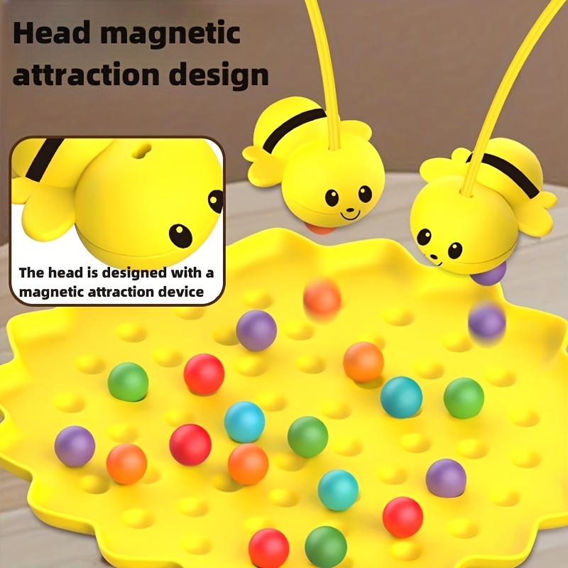 Magnetic Bee & Colorful Bead Game for Kids - Educational Toy to Enhance Brain & Focus Skills, Interactive Family Fun for +, Travel-Friendly, Ideal for Home, Kindergarten, and School Play, Educational Toy | Vibrant Game Setup | Durable ABS Material, Bee Toy - Image 5