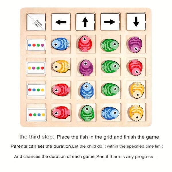 Little Fish Direction Game, Color Recognition and Directional Logic Training Wooden Toy, Holiday, Birthday Gift - Image 2