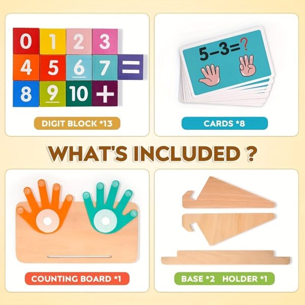 1 counting board, 13 digit blocks, 10 cards, 2 bases, 1 bracket to cultivate cognitive abilities, mathematical operations, addition, subtraction, and matching, Halloween, Christmas, and New Year gifts - Image 4