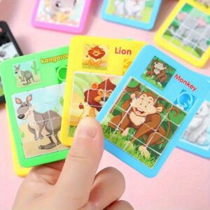 6pcs Sliding Puzzle Toys for Ages 6+, Cartoon Animal Slider Puzzles, Plastic Brain Teaser, Birthday Party Favors, Goodie Bag Filler, Classroom Prize, Carnival Reward Easter Basket Stuffers (Random)