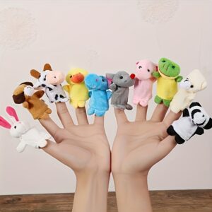 10pcs Colorful Cartoon Finger Puppet Set - Soft Stuffed Animal Dolls for Interactive Early Childhood Education, Storytelling, School Party Supplies & Birthday Christmas Gifts for Toddler Boys & Girl