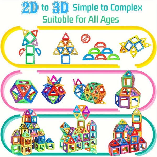 Magnetic Blocks Building Toys for Youngsters,Big Size Magnet STEM Toys Learning Educational Constructor Set Magnet Toys for Youngsters Toys for Youngsters Age 3-6 Birthday Gifts Magnet Gift Random Color - Image 10