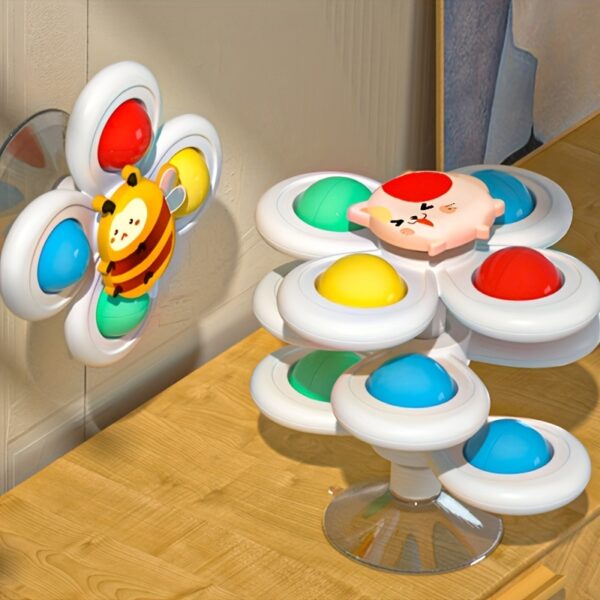 3-Pack Baby Cartoon Suction Cup Spinning Tops, Educational Early Learning Rattles, Stackable Spin Toys, Halloween Thanksgiving Christmas Birthday Gifts, Plastic Mixed Colors, Chinese Mainland Origin, for 0-3 Years Old - Image 7