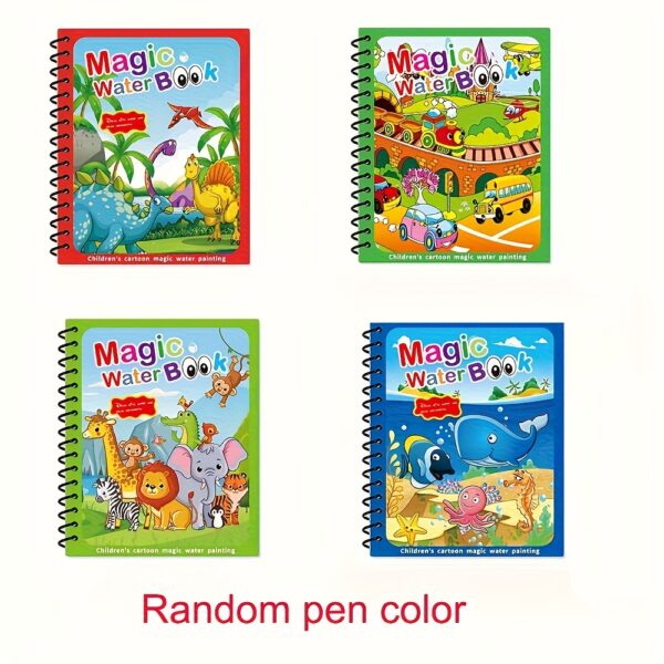 4pcs Reusable Magic Watercolor Books for Youngsters - Educational Cartoon Coloring Toy with Stencils & Markers, Dinosaur, Ocean, Pirate & Fairy Tales Themes, Vibrant Colors, High-Quality Paper, Perfect Gift for Boys & Girls 3+ (Christmas, Thanksgiving, Easter) - Image 11