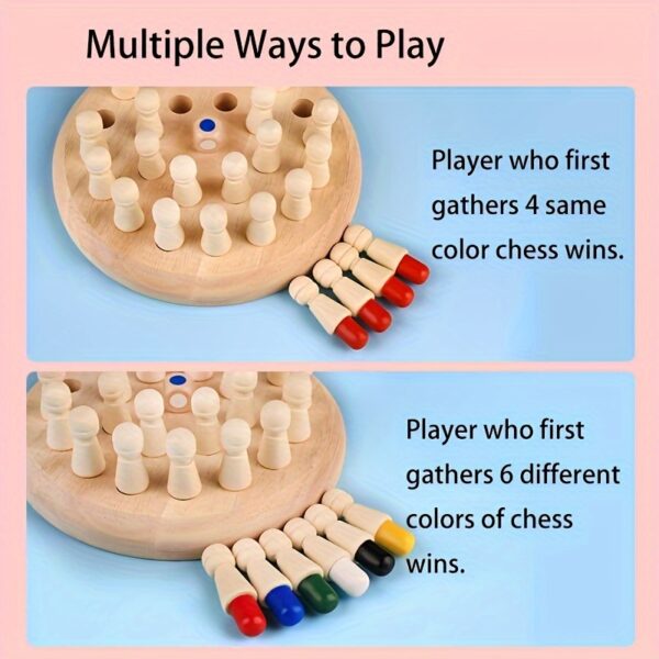 Educational Wooden Memory Chess Game - Fun and Educational Game for Youngsters and Adults - Perfect for Holidays and Gifts, Enhances Youngsters' Memory (Random Colors) - Image 3