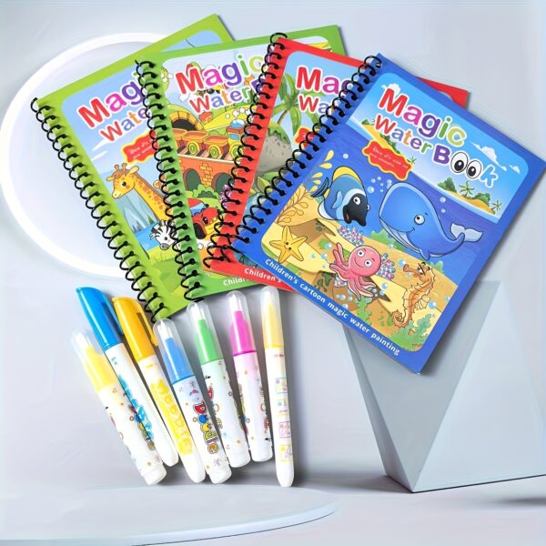 4pcs Reusable Magic Watercolor Books for Youngsters - Educational Cartoon Coloring Toy with Stencils & Markers, Dinosaur, Ocean, Pirate & Fairy Tales Themes, Vibrant Colors, High-Quality Paper, Perfect Gift for Boys & Girls 3+ (Christmas, Thanksgiving, Easter) - Image 10
